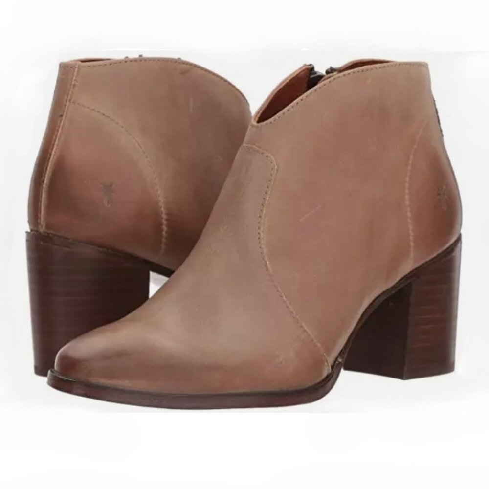 Frye Nora Zip Short boot, Size 8, tan/dusty rose